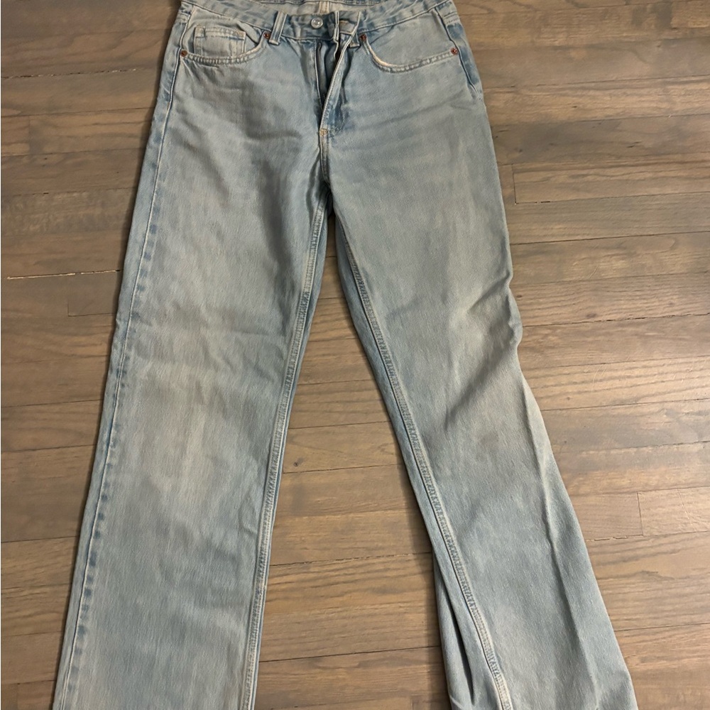 Zara Sky Blue straight leg Denim Pants